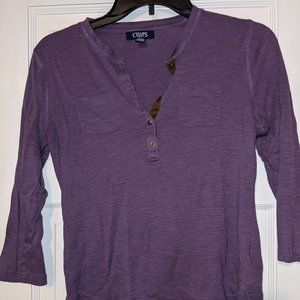 Chaps dark purple quarter sleeve